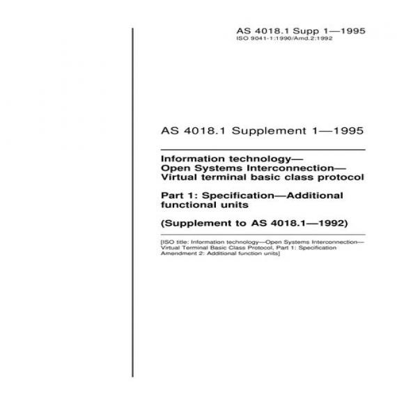 AS 4018.1 SUPP 1-1995